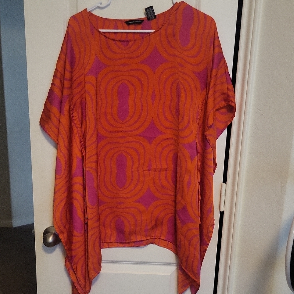 New York & Company Orange and Purple Tunic Top Size S - Picture 3 of 12